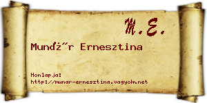 Munár Ernesztina névjegykártya